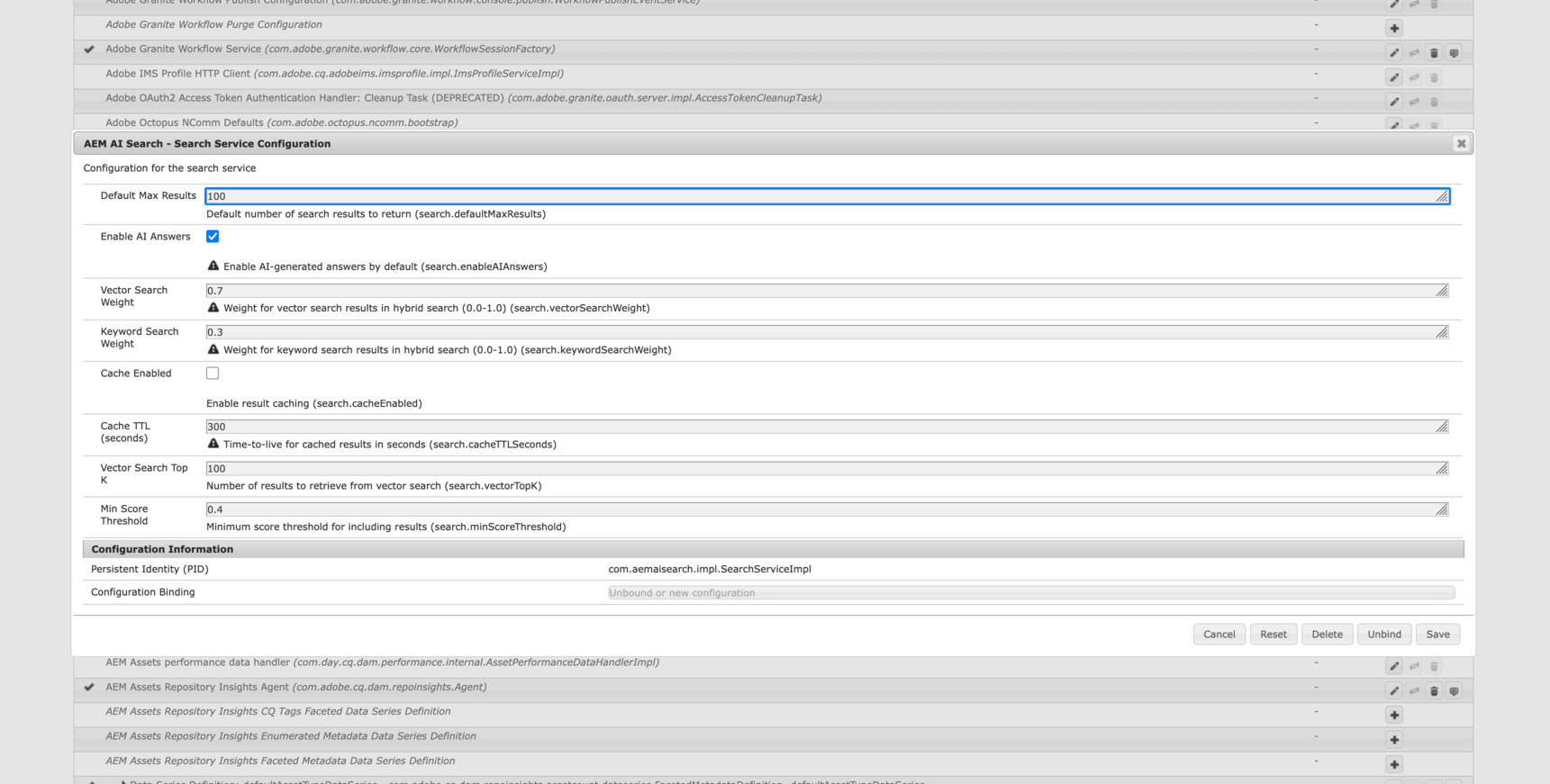 Search Service Configuration