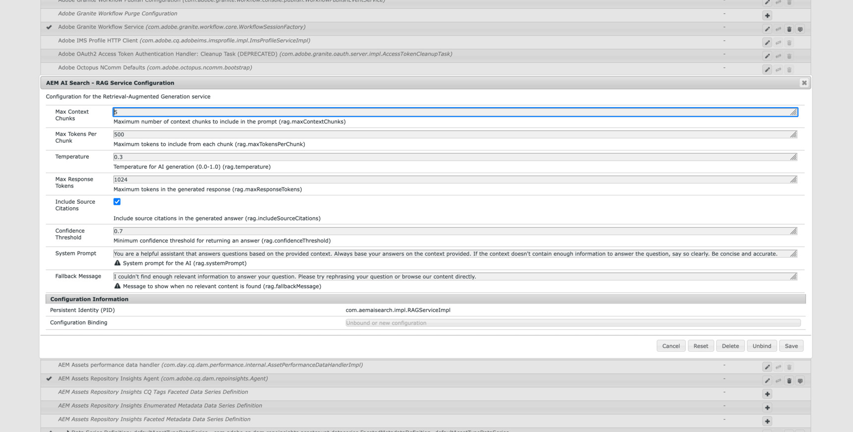 RAG Service Configuration